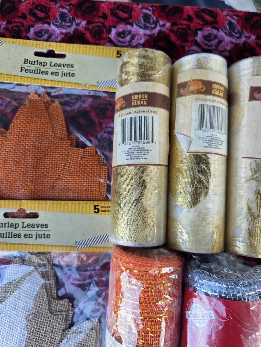 Party Decor Mesh Ribbon Leaves Assorted Pumpkins